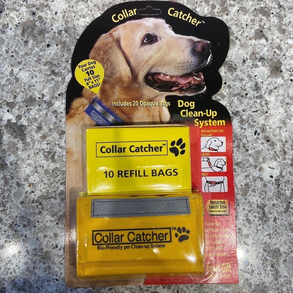 Dog Collar Catchers Bio-friendly Pet Clean-up System with Leash Reflective Strip
